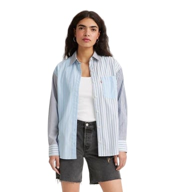 Levis Womens/Ladies Nola Premium Cotton Oversized Shirt (Blue Stripe)