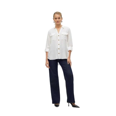 Vero Moda Womens/Ladies Regular Roll Sleeve Shirt (Snow White)