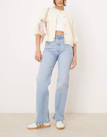 Abercrombie & Fitch 90s relaxed high rise jeans in mid/light wash blue