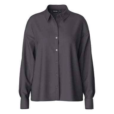Pieces Womens/Ladies Relaxed Fit Long-Sleeved Shirt (Magnet)