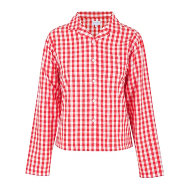 Linea Womens/Ladies Gingham Check Relaxed Fit Long-Sleeved Shirt (Red/White)
