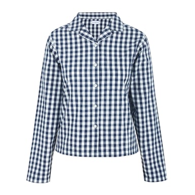 Linea Womens/Ladies Gingham Check Relaxed Fit Long-Sleeved Shirt (Navy/White)