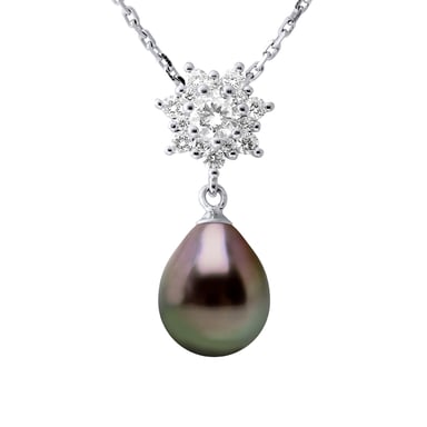 Necklace Jewelry - Real Cultured Tahiti Pearl Pear 9-10 mm