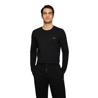 Boss Mens Embroidered Logo Crew Neck Long-Sleeved T-Shirt (Black)