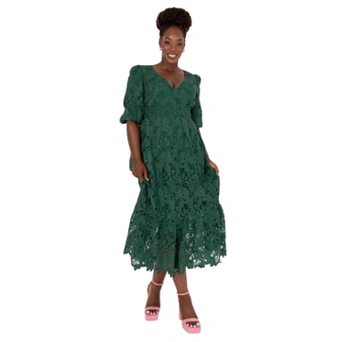 Maya Deluxe Womens/Ladies 3/4 Sleeve Midi Dress (Emerald)