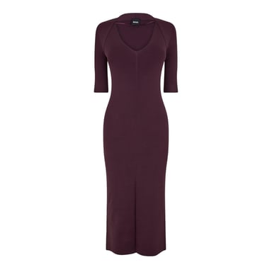 Boss Womens/Ladies Fezanin V Neck 3/4 Sleeve Midi Dress (Red)
