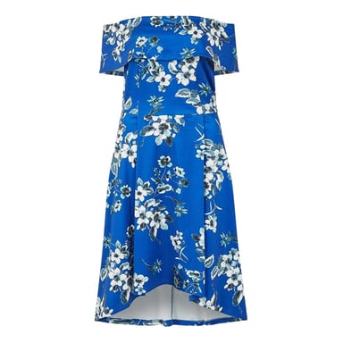 Mela London Womens/Ladies Floral Off Shoulder Midi Dress (Blue)