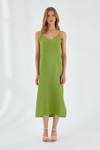 V-Neck Slit Midi Dress