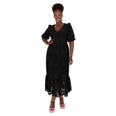 Maya Deluxe Womens/Ladies 3/4 Sleeve Midi Dress (Black)