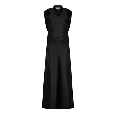Off White Womens/Ladies Cut Out Satin Sleeveless Maxi Dress (Black)