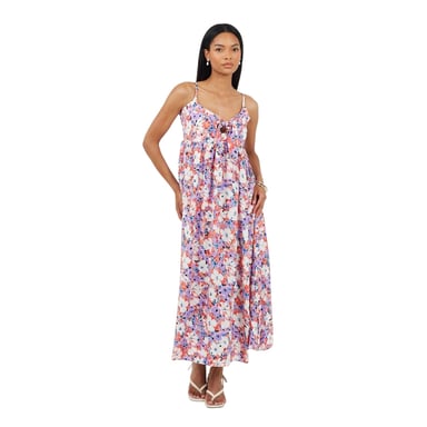 Brave Soul Womens/Ladies Floral Spaghetti Strap Maxi Dress (Coral/Purple)