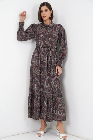 Paisley Geknoopt Midi Hemdjurk