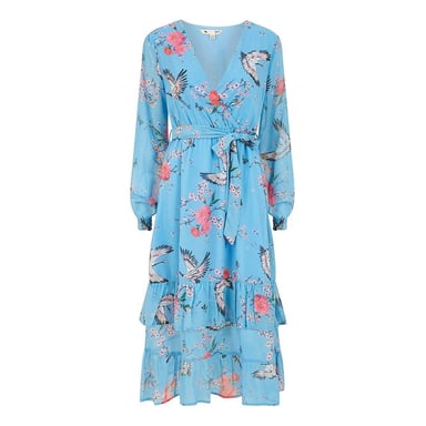 Yumi Womens/Ladies Floral Wrap Dress (Blue)