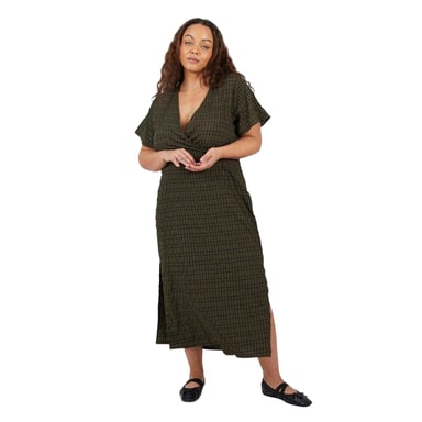 Brave Soul Womens/Ladies V Neck Wrap Dress (Khaki/Black)