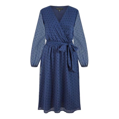 Mela London Womens/Ladies Dobby Spotted Wrap Dress (Navy)