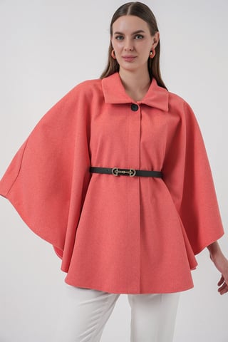 Belted Tweed Cape Coat