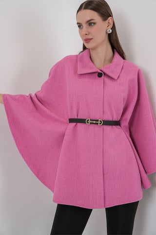 Belted Tweed Cape Coat