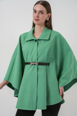 Belted Tweed Cape Coat