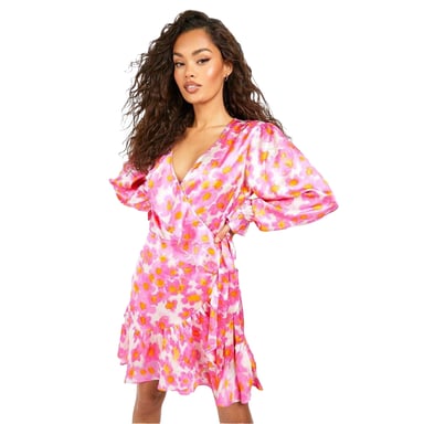 Influence Womens/Ladies Floral Satin Skater Dress (Pink)