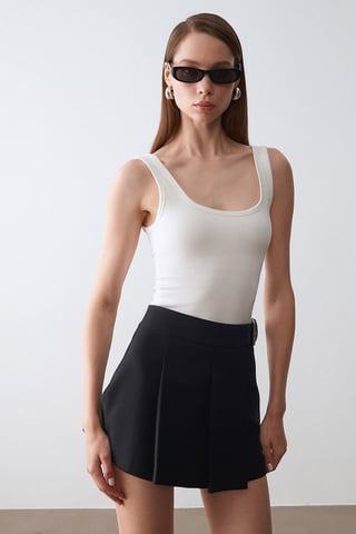 Slim Fit Ärmlös Jerseytopp Blus