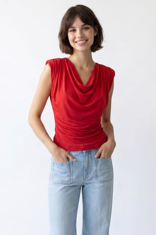 Sleeveless Cowl Neck Blouse