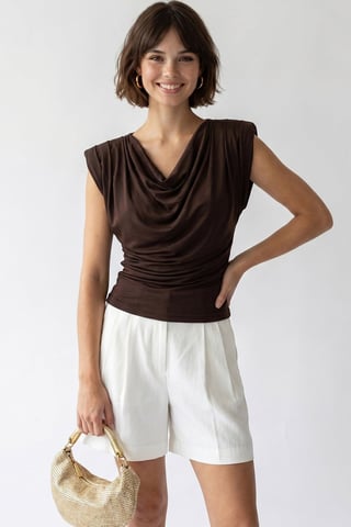 Sleeveless Cowl Neck Blouse