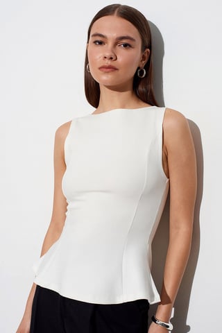 Fitted Sleeveless Peplum Blouse