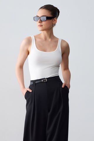 Mouwloze Slim Fit Jersey Blouse