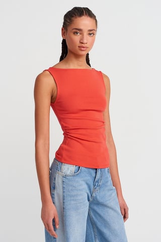 Mouwloze Boothals Jersey Blouse
