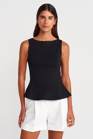 Fitted Sleeveless Peplum Blouse