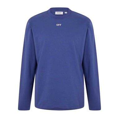 Off White Mens Crew Neck Regular Long-Sleeved T-Shirt (Dark Blue/White)