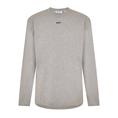 Off White Mens Crew Neck Regular Long-Sleeved T-Shirt (Grey/Black)