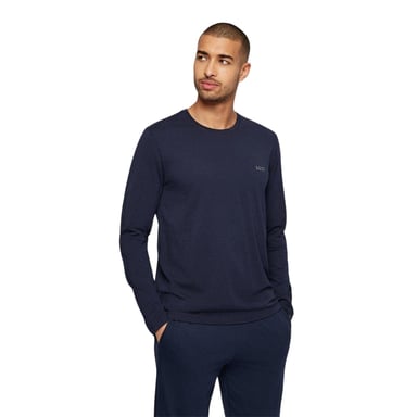 Boss Mens Embroidered Logo Crew Neck Long-Sleeved T-Shirt (Navy)