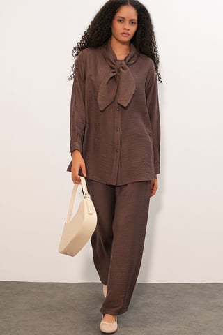 Textured Shirt And Wide-Leg Trouser Set
