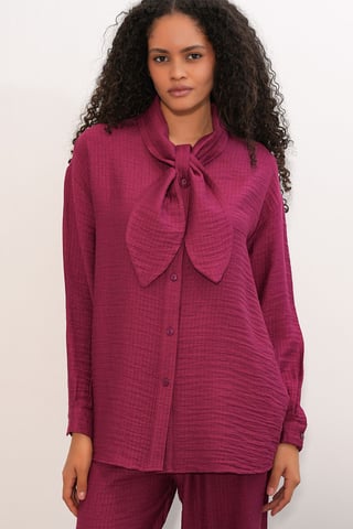 Textured Shirt And Wide-Leg Trouser Set