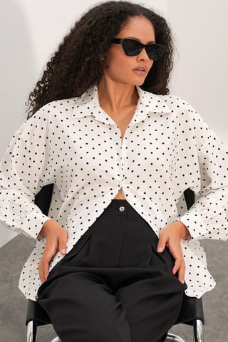 Oversized Polka Dot Crepe Shirt