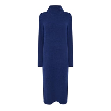 Pieces Womens/Ladies Knitted Turtle Neck Sweater Dress (Blue)