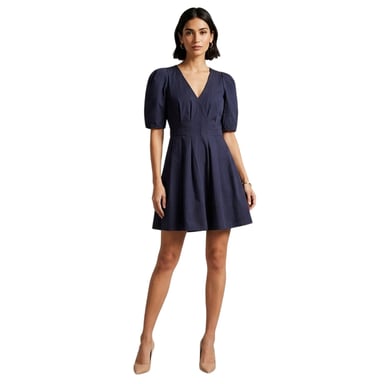 Ted Baker Womens/Ladies V Neck Puff Sleeve Mini Dress (Navy)