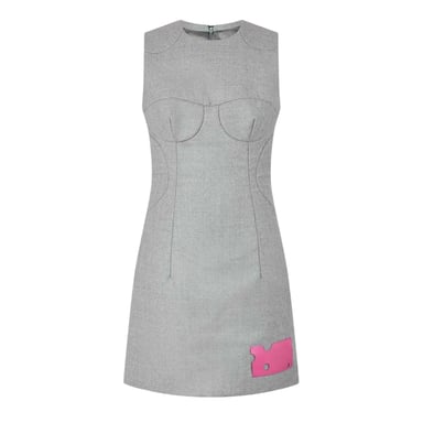 Off White Womens/Ladies Sheath Wool Sleeveless Mini Dress (Grey)