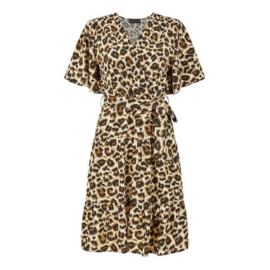 Mela London Womens/Ladies Leopard Print V Neck Skater Dress (Brown)