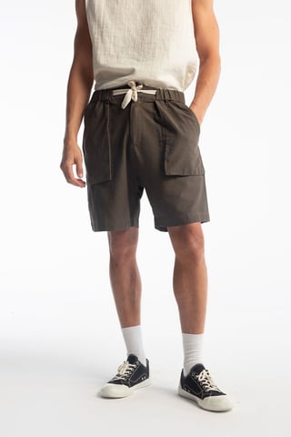 Regular Fit Linen Blend Drawstring Waist Shorts
