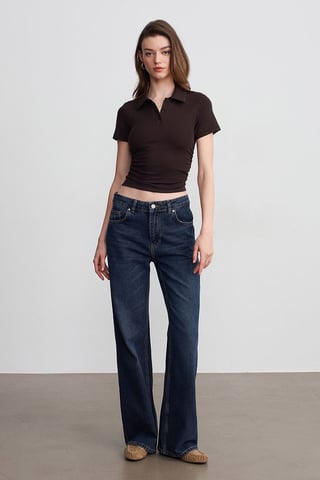 Women’s Crop Slim Fit Polo T-Shirt
