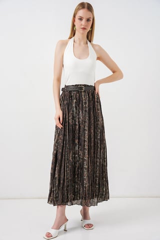 High-Waist Paisley Midi A-Line Skirt