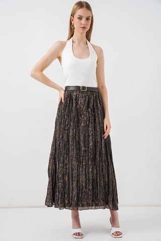 High-Waist Paisley Midi A-Line Skirt