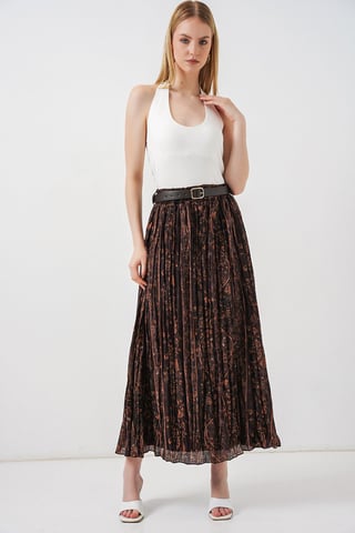 High-Waist Paisley Midi A-Line Skirt