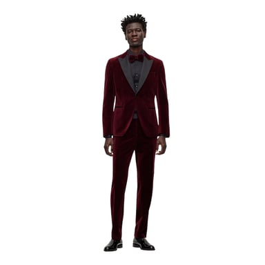 Boss Mens C-Genius Tuxedo Trousers (Dark Red)