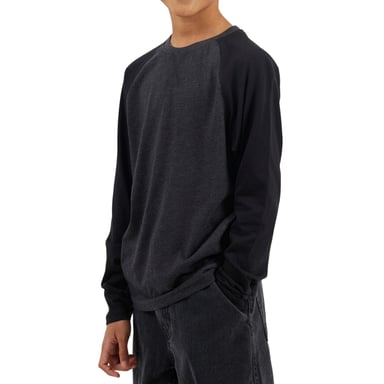 Brave Soul Boys Raglan Long-Sleeved T-Shirt (Dark Charcoal)