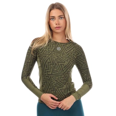 Skins Womens/Ladies Series-3 Nylon Long-Sleeved Top (Khaki Green)
