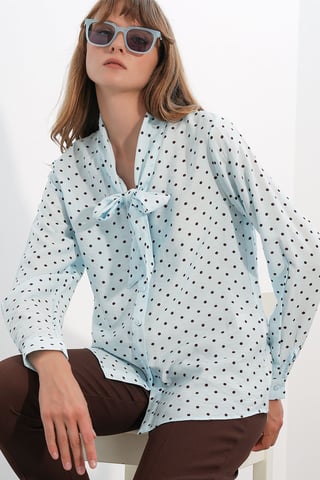 Polka Dot Poplin Shirt Blouse