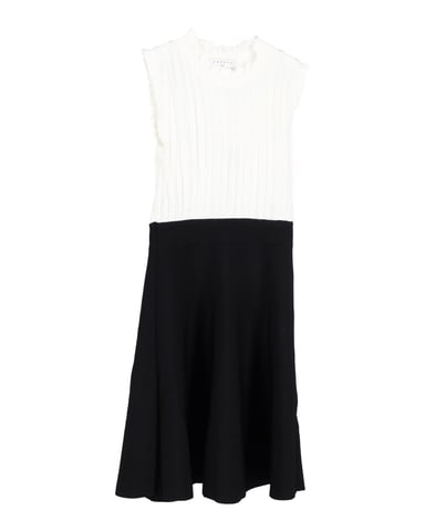 Sandro Edda Two-Tone Knitted Mini Dress in White Cotton